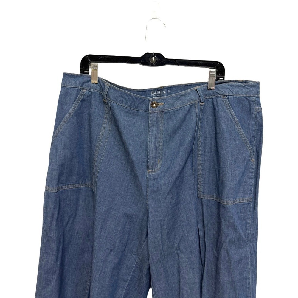 Denim & Co. Women's Lightweight Stretch Wide-Leg Crop Denim Pants Size 20W - Picture 2 of 5